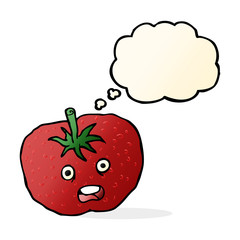 cartoon tomato with thought bubble