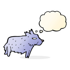 cartoon terrier with thought bubble