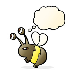 cartoon happy bee with thought bubble