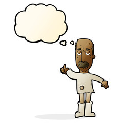 cartoon annoyed old man with thought bubble