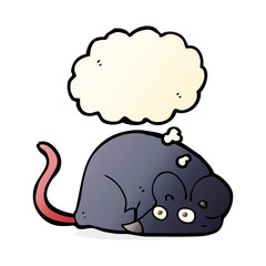 cartoon white mouse with thought bubble