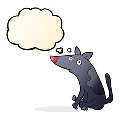 cartoon dog with thought bubble