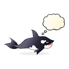 cartoon killer whale with thought bubble
