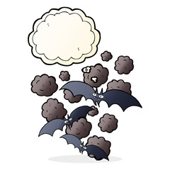 cartoon vampire bats with thought bubble