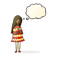 cartoon surprised girl with thought bubble