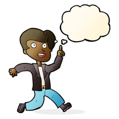 Fototapeta premium cartoon man with great idea with thought bubble