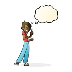 cartoon angry man arguing with thought bubble