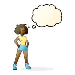 cartoon capable woman with thought bubble
