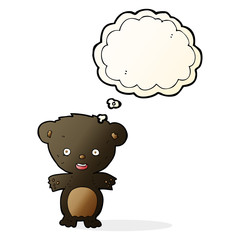 cartoon black bear with thought bubble