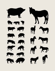 Pig and Zebra Silhouettes, art vector design