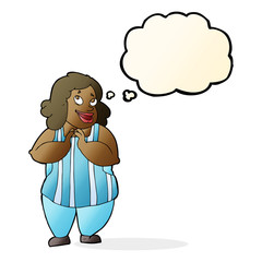 cartoon happy cook with thought bubble