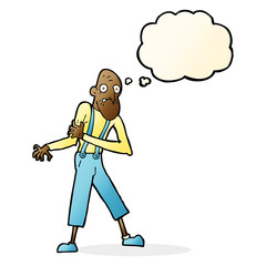 cartoon old man having heart attack with thought bubble