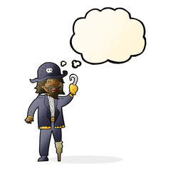 cartoon pirate captain with thought bubble