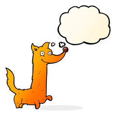 cartoon happy dog with thought bubble