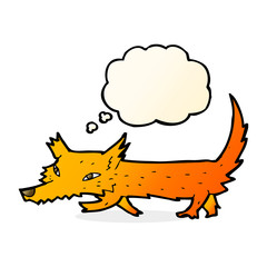 cartoon little fox with thought bubble