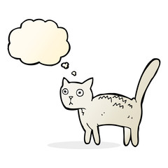 cartoon frightened cat with thought bubble