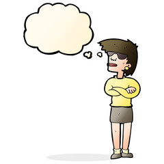 cartoon annoyed woman with thought bubble