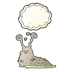 cartoon gross slug with thought bubble