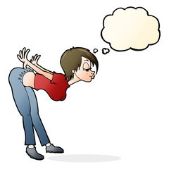 cartoon sexy woman with thought bubble