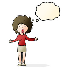 cartoon loud woman with thought bubble