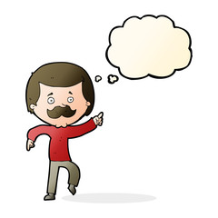 cartoon dancing dad with thought bubble