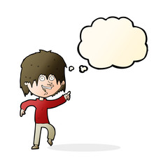 cartoon happy boy with thought bubble