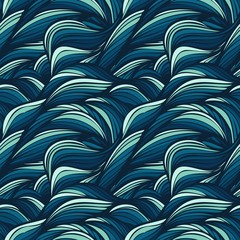 Blue Hair Waves Seamless Pattern - 103472544