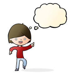 cartoon man pointing with thought bubble