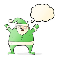 cartoon santa claus with thought bubble