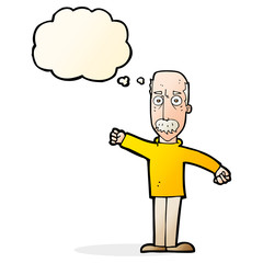 cartoon angry old man with thought bubble