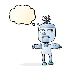 cartoon robot with thought bubble