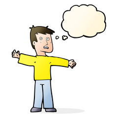 cartoon surprised man with thought bubble