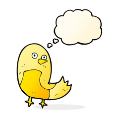 cartoon bird with thought bubble