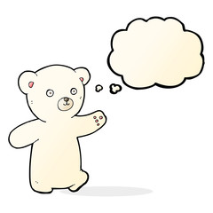 cartoon polar bear cub with thought bubble