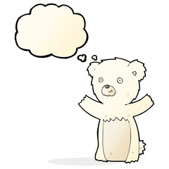 cartoon polar bear cub with thought bubble