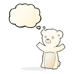 cartoon polar bear cub with thought bubble