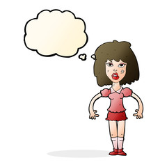 cartoon girl fight with thought bubble