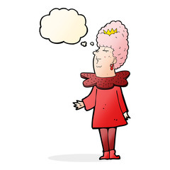 cartoon queen with thought bubble