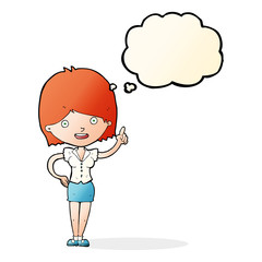 cartoon woman with idea with thought bubble