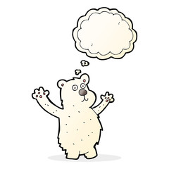 cartoon funny polar bear with thought bubble