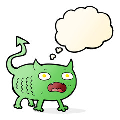 cartoon little imp with thought bubble