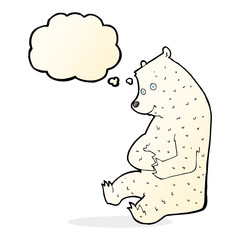 cartoon happy polar bear with thought bubble