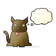 cartoon dog sticking out tongue with thought bubble