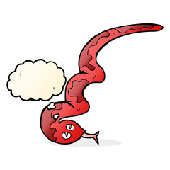 cartoon hissing snake with thought bubble