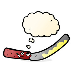 cartoon butter knife with thought bubble