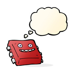 cartoon computer chip with thought bubble