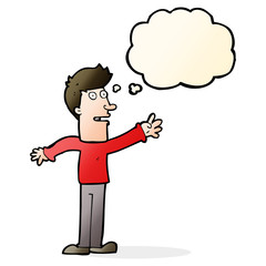 cartoon man reaching with thought bubble