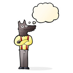 cartoon funny werewolf with thought bubble