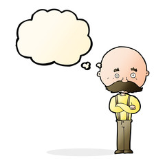 cartoon grandfather with thought bubble