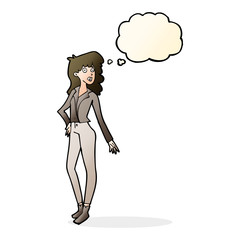 cartoon pretty woman  with thought bubble